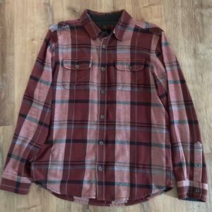 PrAna Plaid Fall Flannel Button Front Shirt 100% Organic Cotton Cabincore SzLg